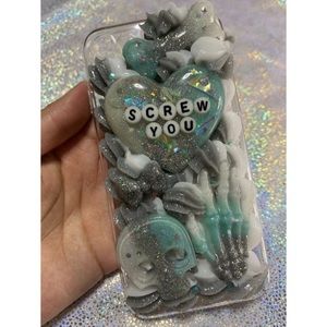 Iphone7 Blue & Silver Decoden Case - Screw You